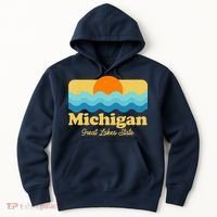 Michigan Great Lakes State Retro Sun Lake Hoodie thumb 0