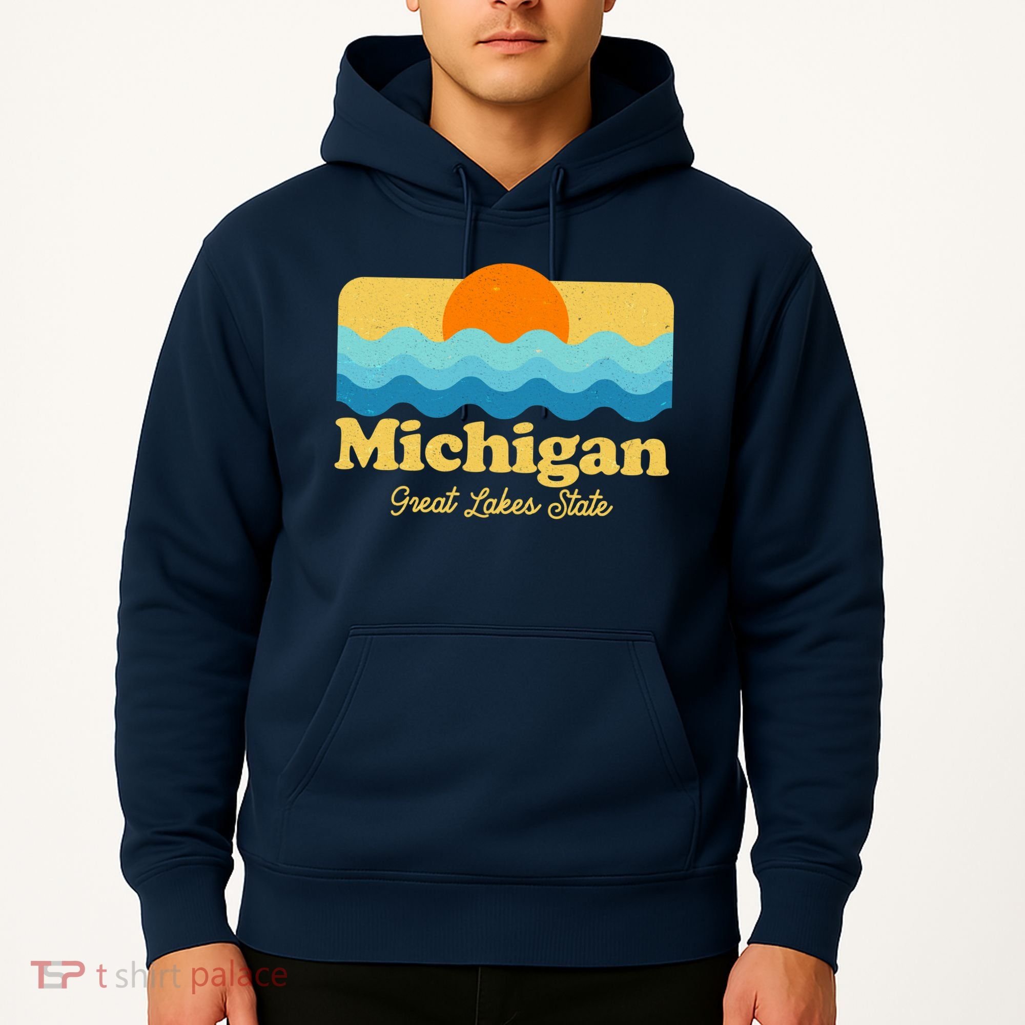 Michigan Great Lakes State Retro Sun Lake Hoodie