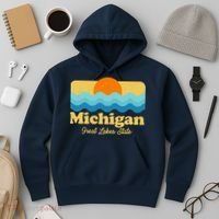 Michigan Great Lakes State Retro Sun Lake Hoodie thumb 3
