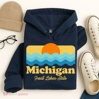 Michigan Great Lakes State Retro Sun Lake Hoodie thumb 4