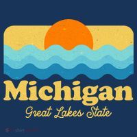 Michigan Great Lakes State Retro Sun Lake Long Sleeve Shirt thumb 2