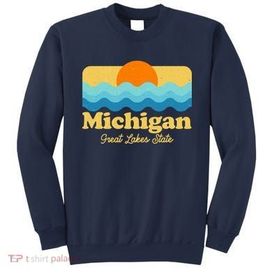 Michigan Great Lakes State Retro Sun Lake Sweatshirt