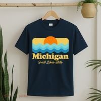 Michigan Great Lakes State Retro Sun Lake T-Shirt thumb 2