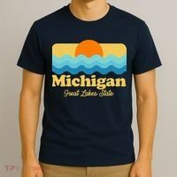Michigan Great Lakes State Retro Sun Lake T-Shirt thumb 3