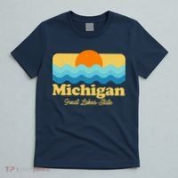 Michigan Great Lakes State Retro Sun Lake T-Shirt thumb 5
