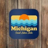 Michigan Great Lakes State Retro Sun Lake Coaster thumb 0