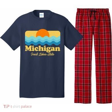 Michigan Great Lakes State Retro Sun Lake Pajama Set