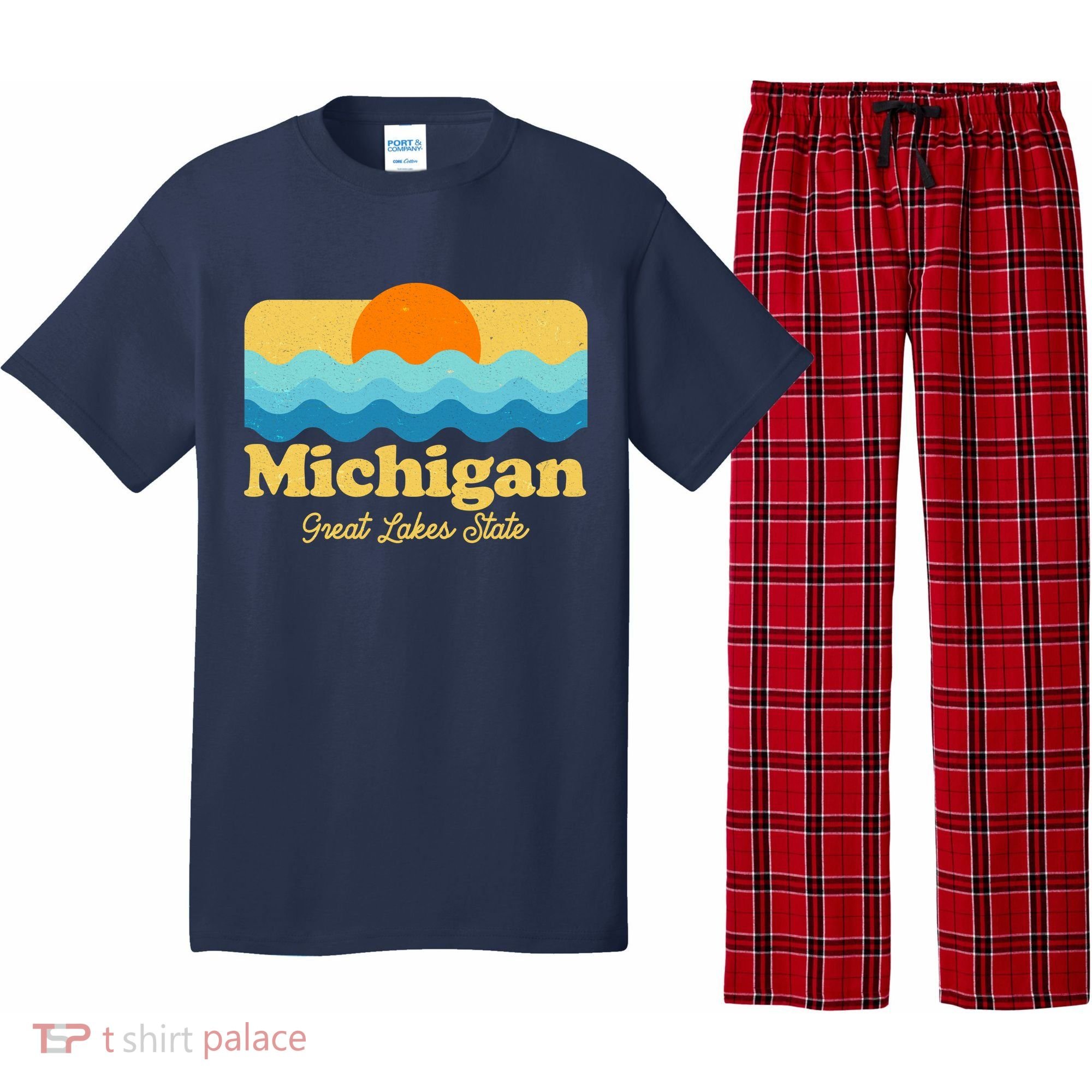 Michigan Great Lakes State Retro Sun Lake Pajama Set