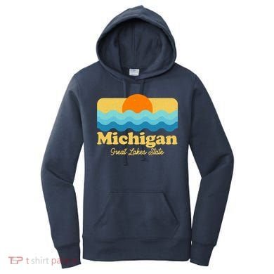 Michigan Great Lakes State Retro Sun Lake Women's Hoodie