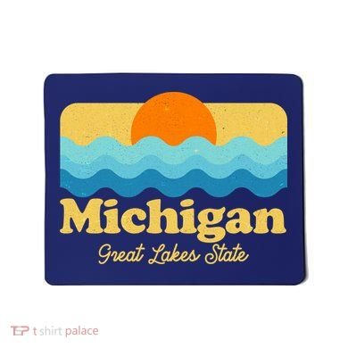 Michigan Great Lakes State Retro Sun Lake Mousepad