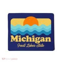 Michigan Great Lakes State Retro Sun Lake Mousepad thumb 0