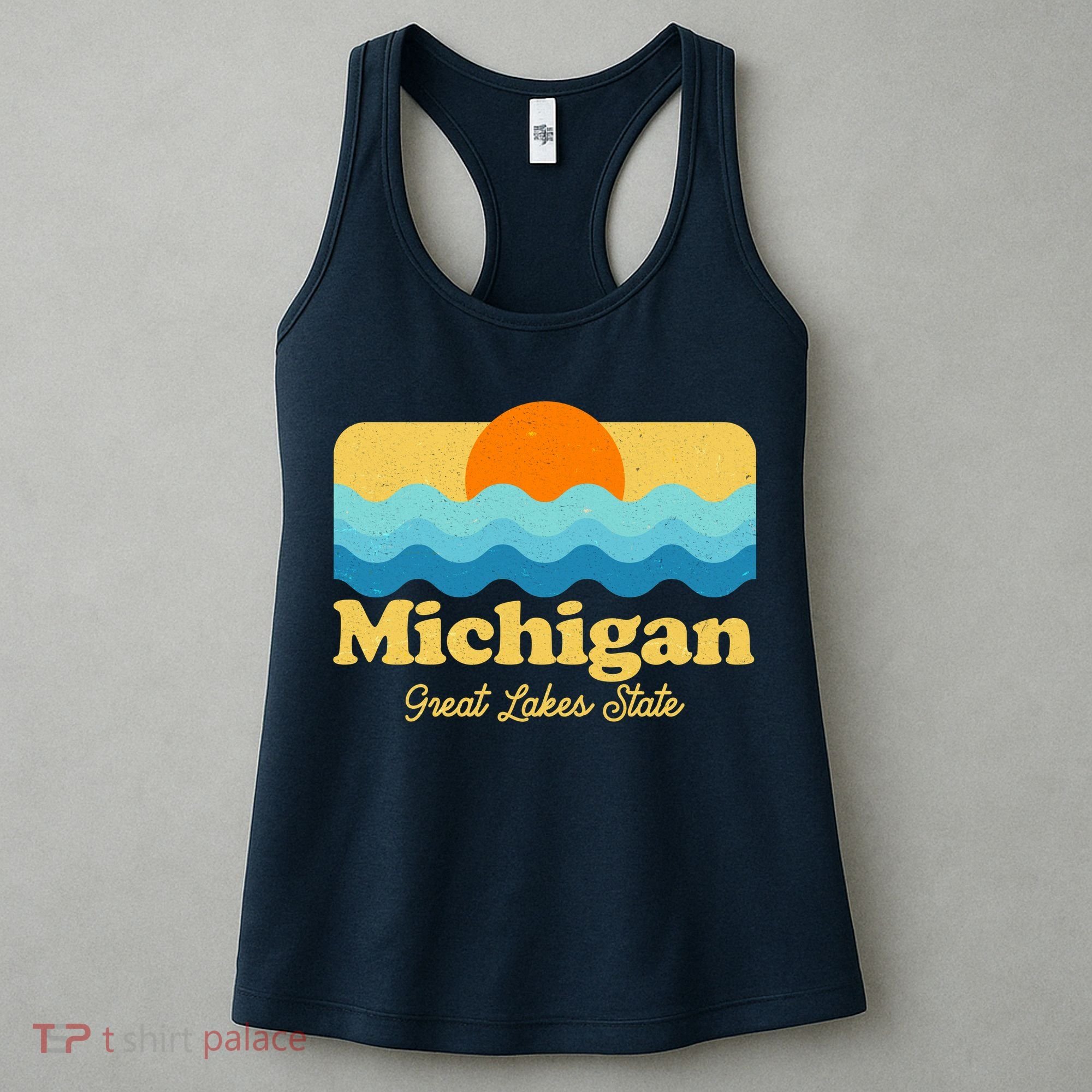 Michigan Great Lakes State Retro Sun Lake Women's Tank Top