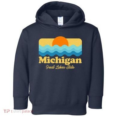 Michigan Great Lakes State Retro Sun Lake Toddler Hoodie