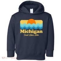 Michigan Great Lakes State Retro Sun Lake Toddler Hoodie thumb 0