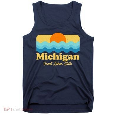 Michigan Great Lakes State Retro Sun Lake Tank Top