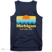 Michigan Great Lakes State Retro Sun Lake Tank Top thumb 0