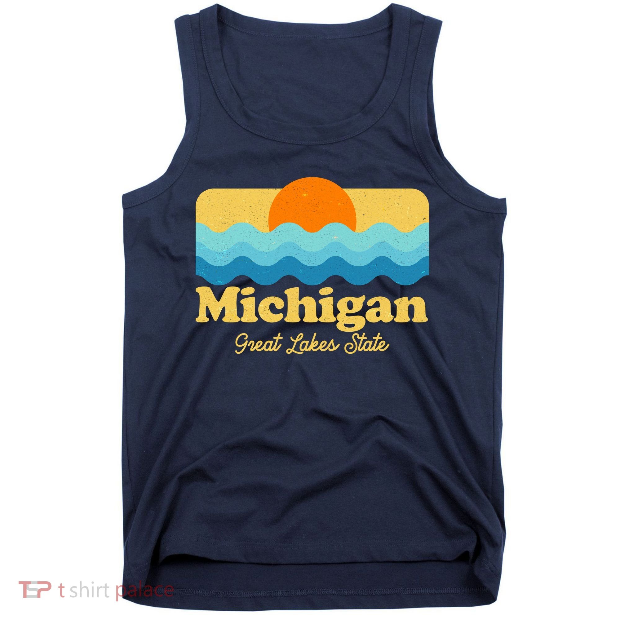 Michigan Great Lakes State Retro Sun Lake Tank Top