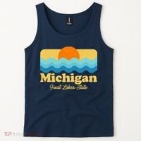 Michigan Great Lakes State Retro Sun Lake Tank Top thumb 2