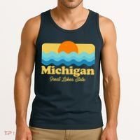 Michigan Great Lakes State Retro Sun Lake Tank Top thumb 3