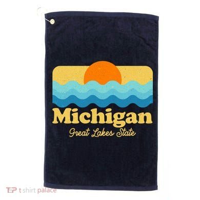 Michigan Great Lakes State Retro Sun Lake Golf Towel