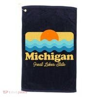 Michigan Great Lakes State Retro Sun Lake Golf Towel thumb 0