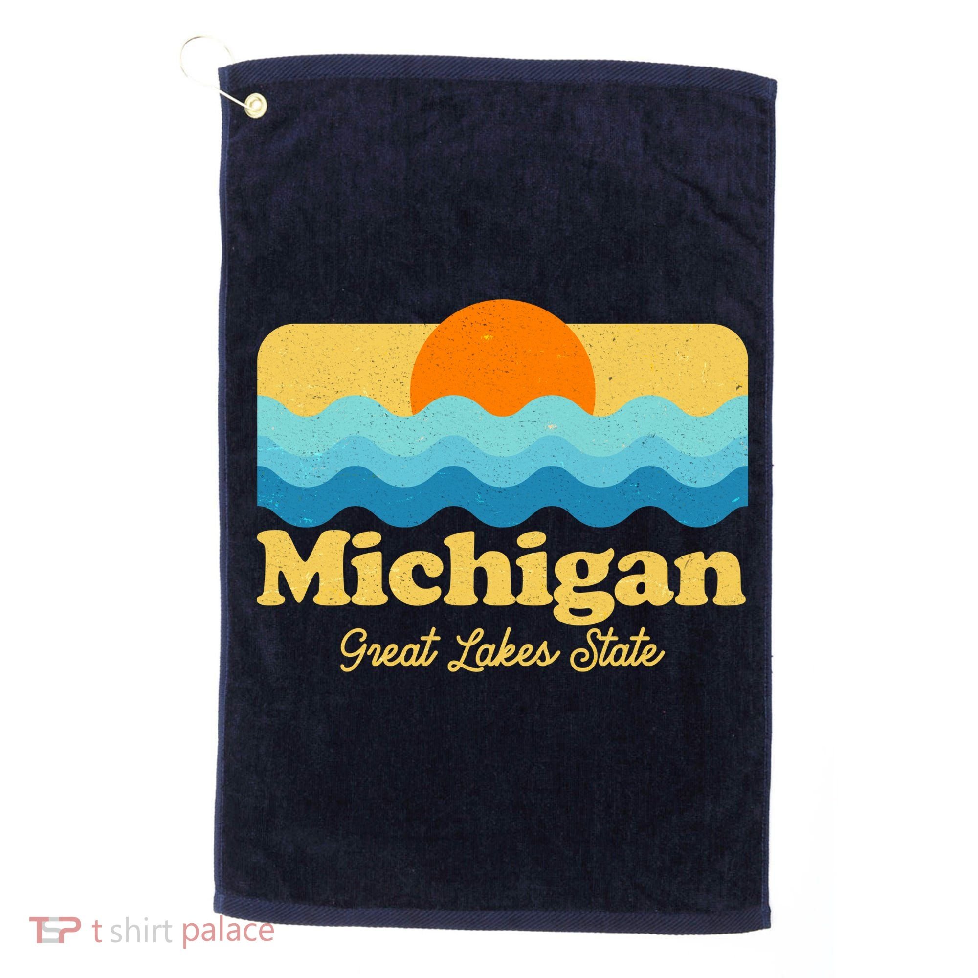Michigan Great Lakes State Retro Sun Lake Golf Towel