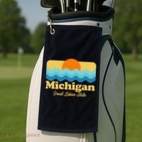 Michigan Great Lakes State Retro Sun Lake Golf Towel thumb 2
