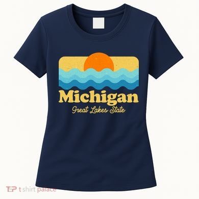 Michigan Great Lakes State Retro Sun Lake Women's T-Shirt