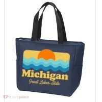 Michigan Great Lakes State Retro Sun Lake Tote Bag thumb 3
