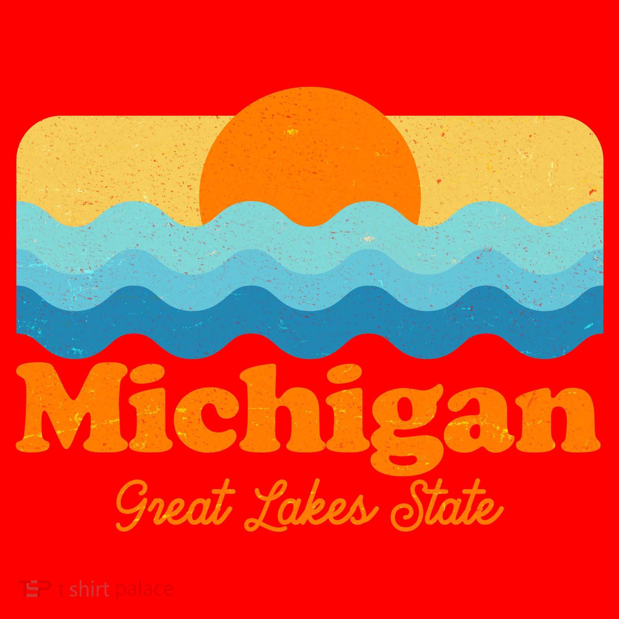 Michigan Great Lakes State Retro Sun Lake Santa Hat