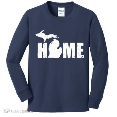 Michigan Home Mitten State Kids Long Sleeve Shirt