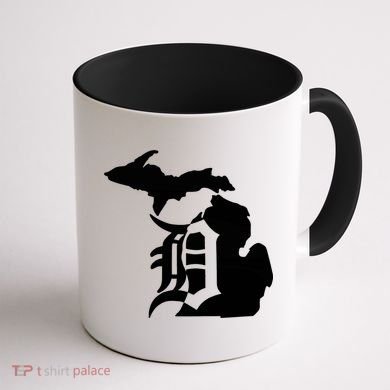 Michigan Mitten Old English D Detroit Coffee Mug back