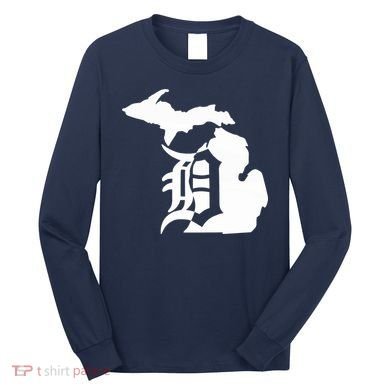 Michigan Mitten Old English D Detroit Long Sleeve Shirt