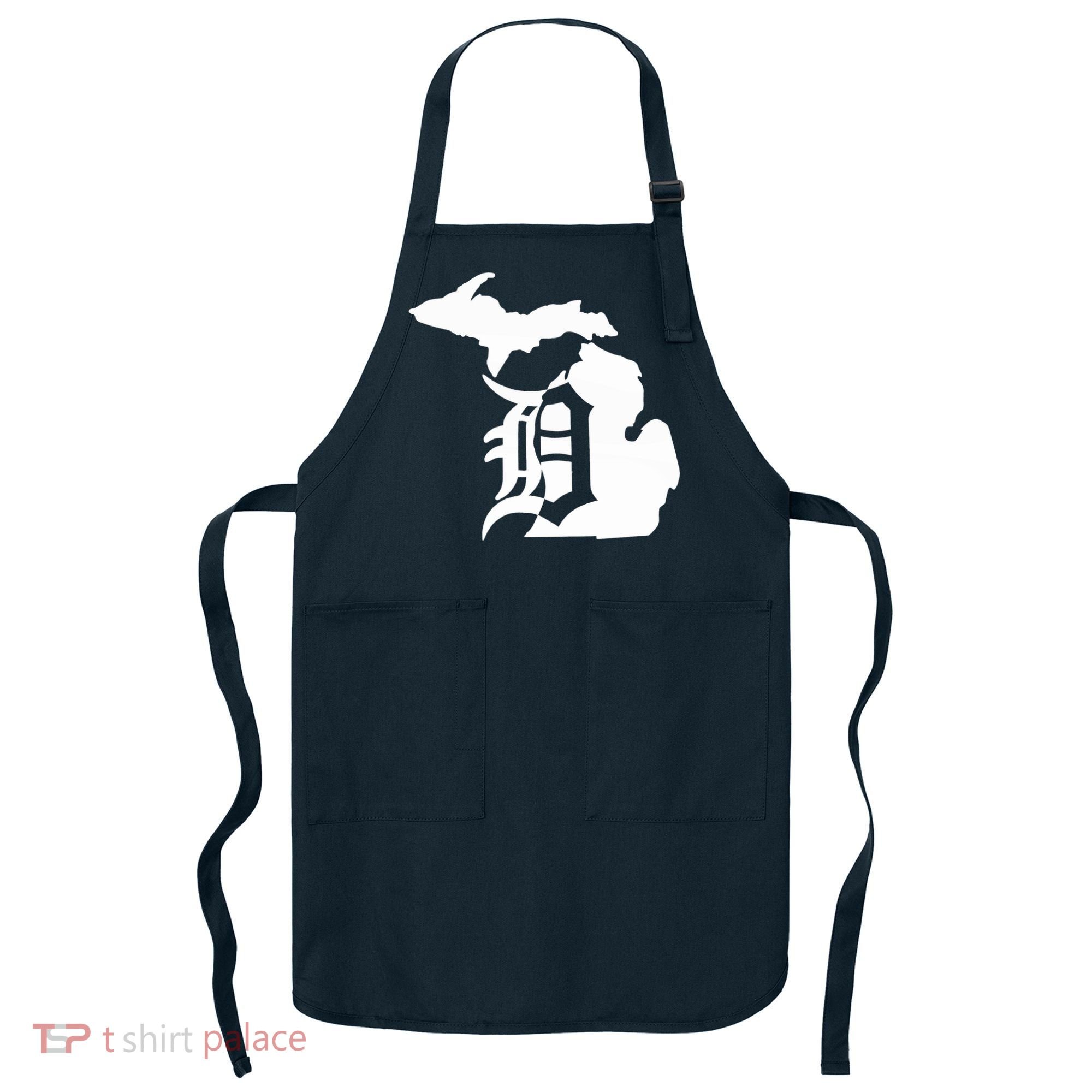 Michigan Mitten Old English D Detroit Apron