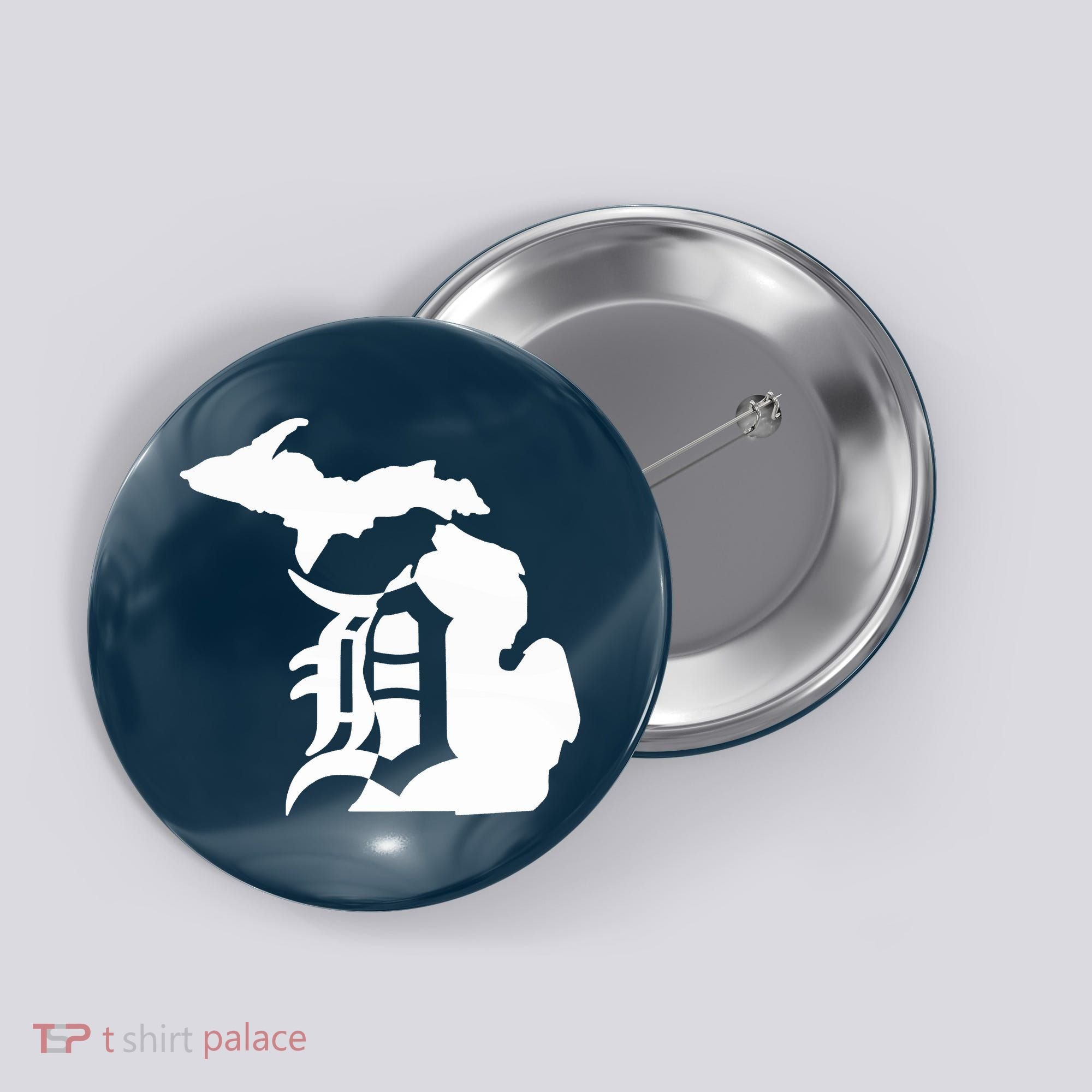 Michigan Mitten Old English D Detroit Button