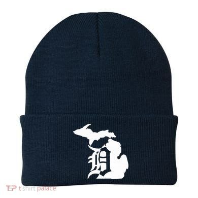 Michigan Mitten Old English D Detroit Beanie