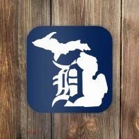Michigan Mitten Old English D Detroit Coaster thumb 0