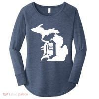 Michigan Mitten Old English D Detroit Women's Perfect Tri Tunic Long Sleeve Shirt thumb 0
