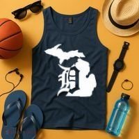 Michigan Mitten Old English D Detroit Tank Top thumb 4
