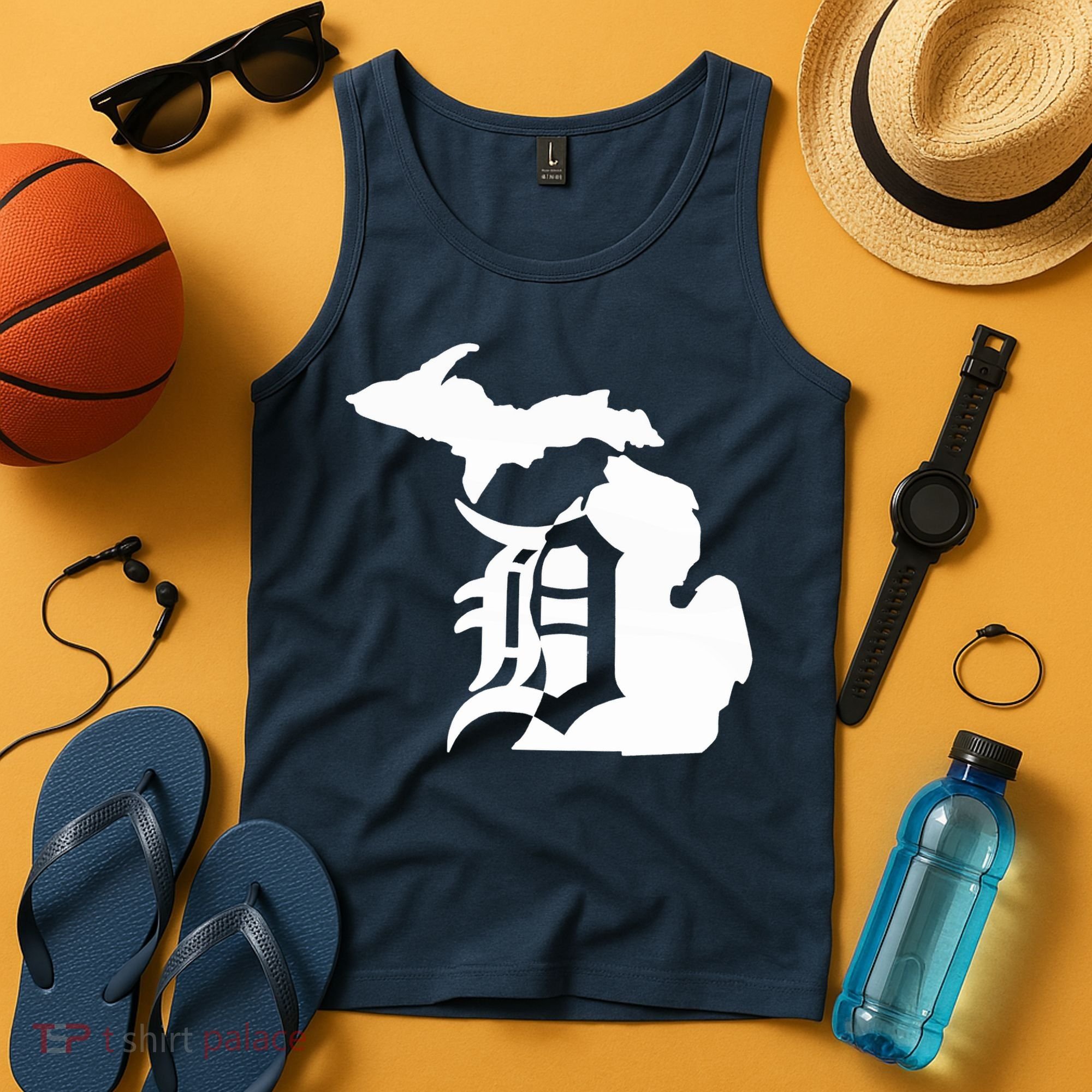 Michigan Mitten Old English D Detroit Tank Top