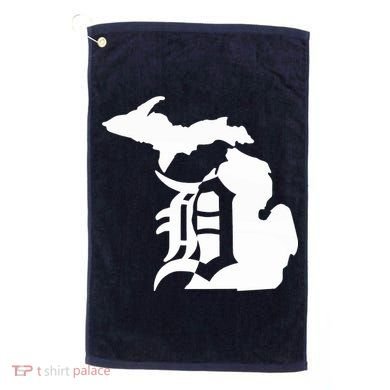 Michigan Mitten Old English D Detroit Golf Towel
