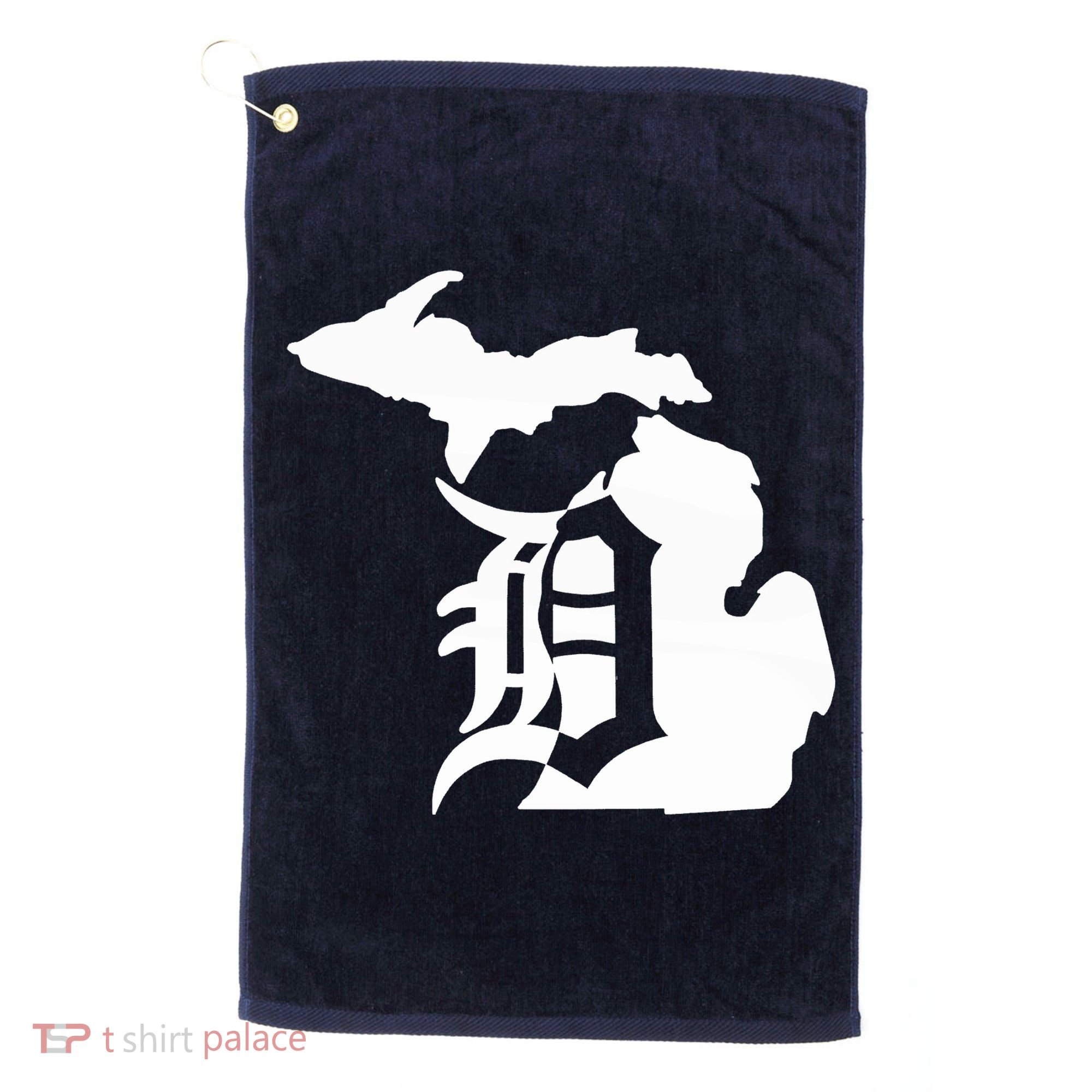 Michigan Mitten Old English D Detroit Golf Towel