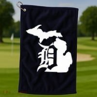 Michigan Mitten Old English D Detroit Golf Towel thumb 1
