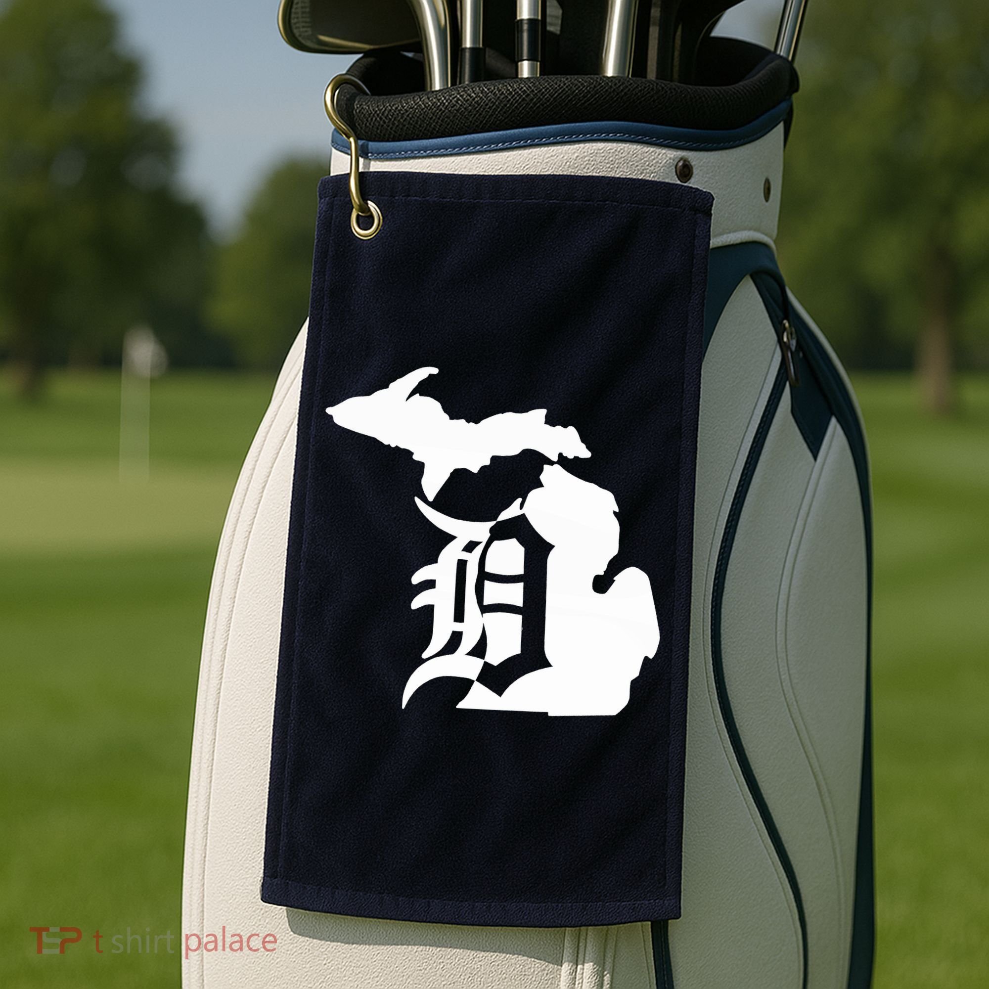 Michigan Mitten Old English D Detroit Golf Towel