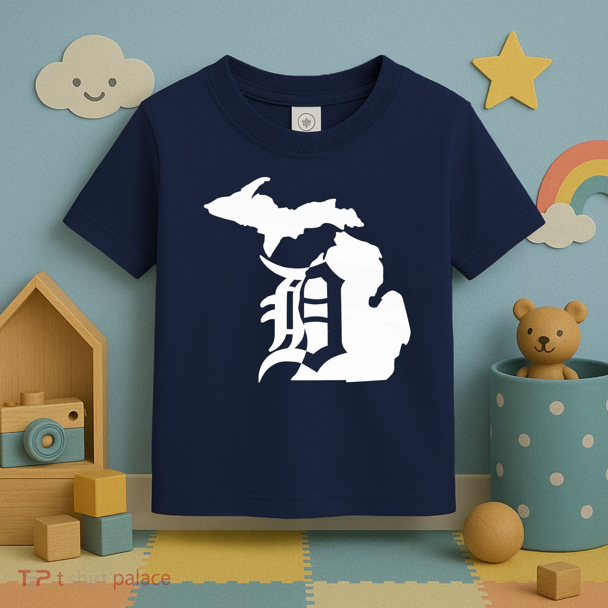 Michigan Mitten Old English D Detroit Toddler T-Shirt