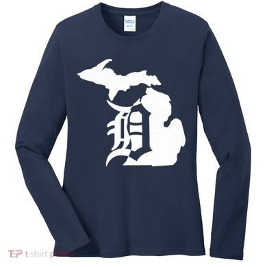 Michigan Mitten Old English D Detroit Women's Long Sleeve Shirt
