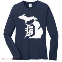 Michigan Mitten Old English D Detroit Women's Long Sleeve Shirt thumb 0
