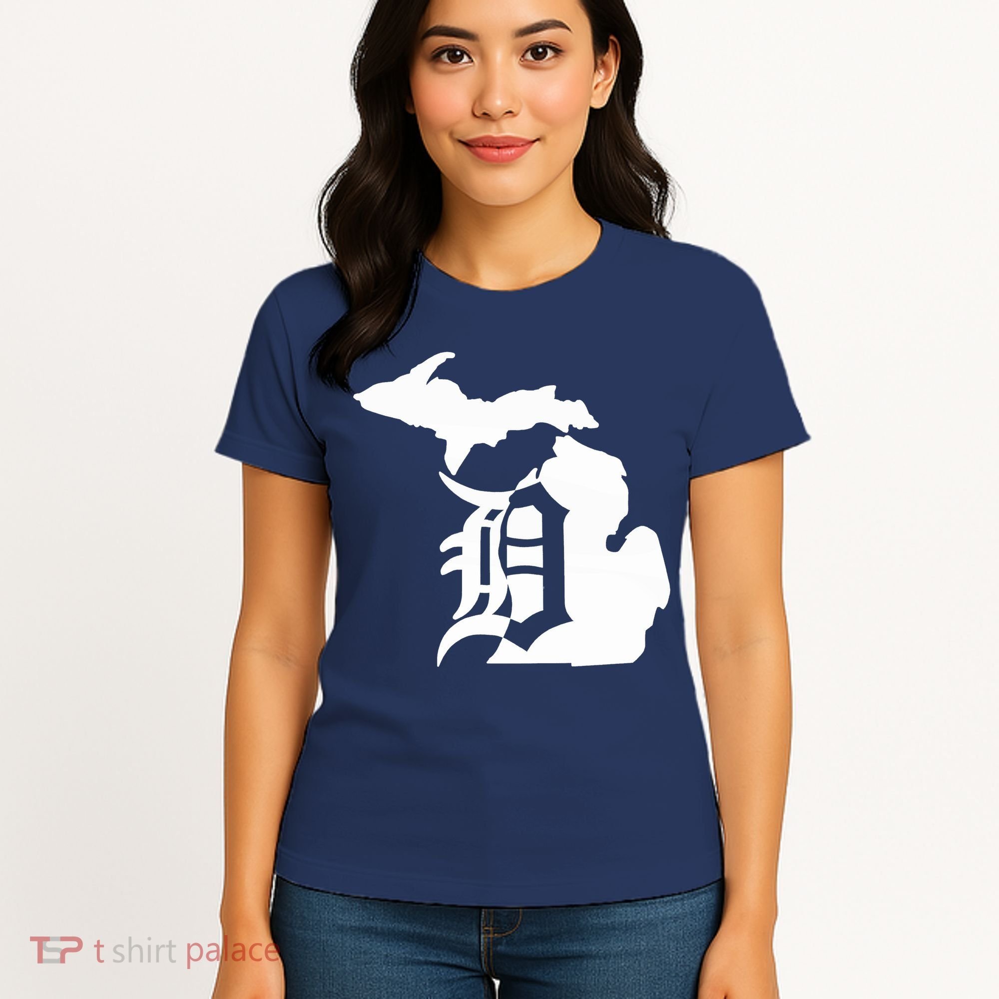Michigan Mitten Old English D Detroit Women's T-Shirt