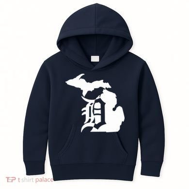Michigan Mitten Old English D Detroit Kids Hoodie