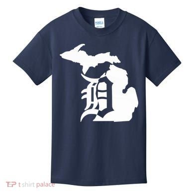 Michigan Mitten Old English D Detroit Kids T-Shirt